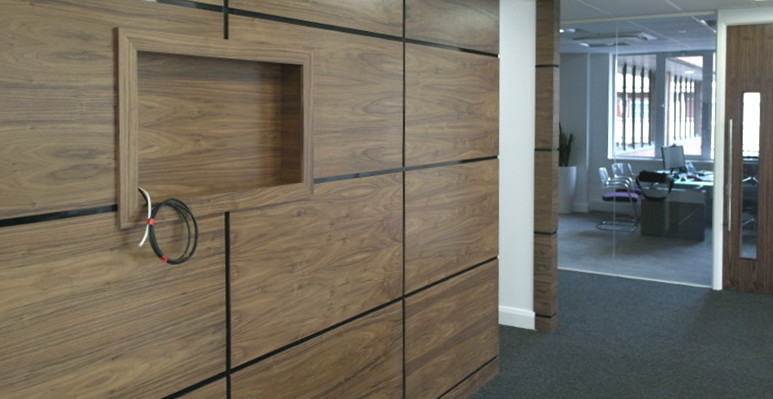Artizo Walnut with Black Gloss Laminate shadow groove moulding